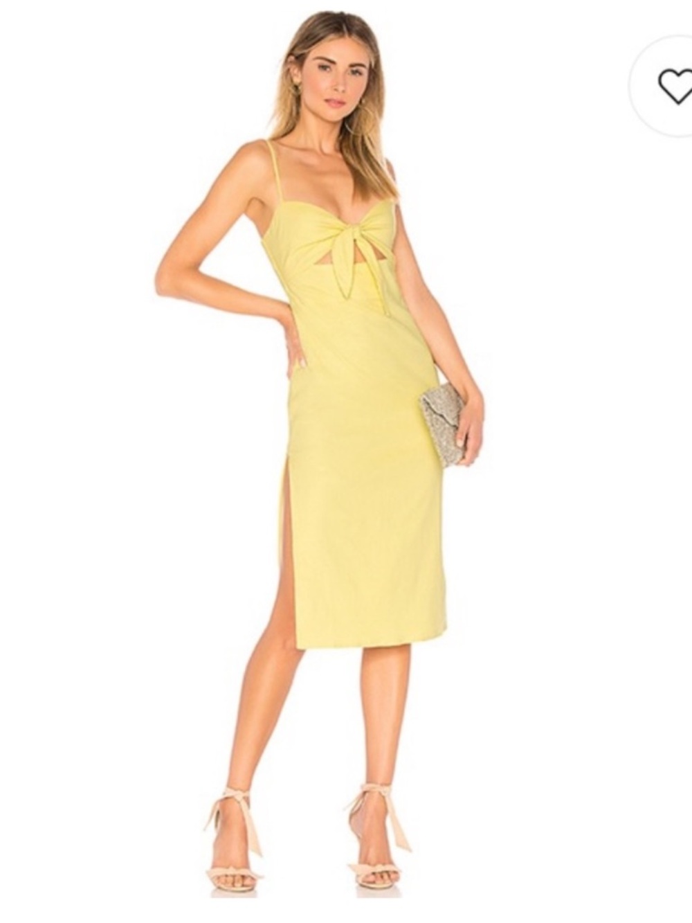 MAJORELLE Midi Seashell Dress Buttermilk Yellow Women's Size Small